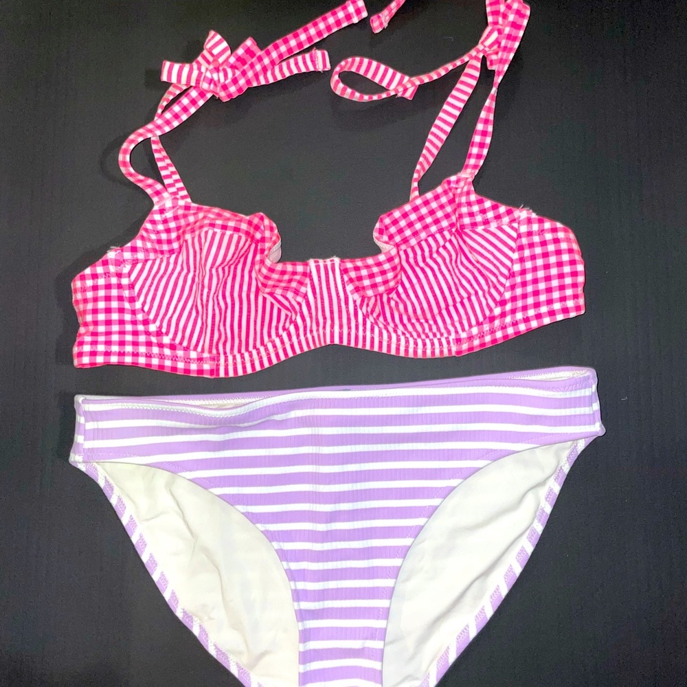 Aerie Ribbed Lavender Stripe Bikini Bottom NWT